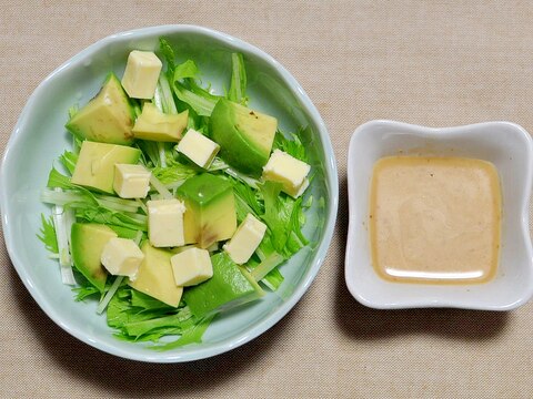 アボカドとプロセスチーズと水菜のサラダ